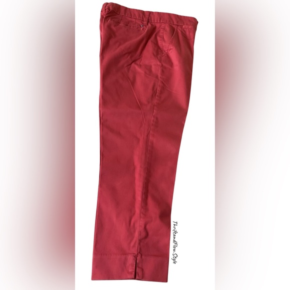 NWOT | CROP PANTS | SIZE 8 |TOMMY HILFIGER | CORAL BRICK | COTTON | SPANDEX - Picture 5 of 12